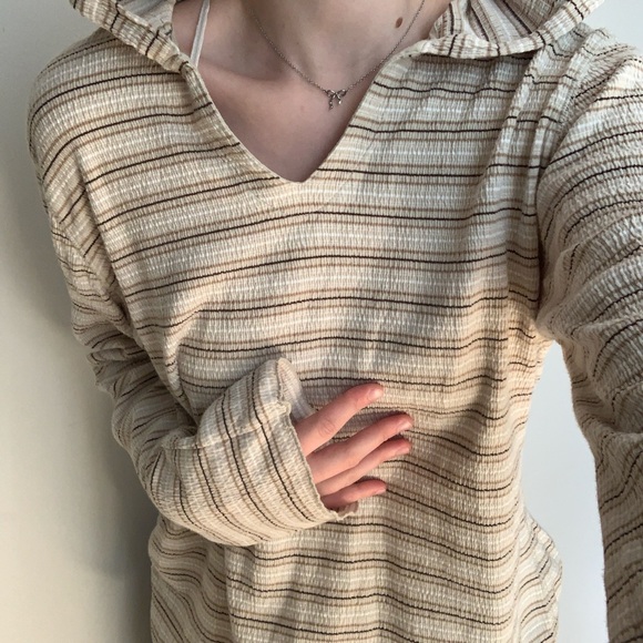 Striped Cream Lolë Pullover - Picture 7 of 8